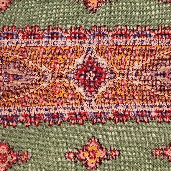 VINTAGE HAND-SCREEN PRINTED 100% WOOL SHAWL - Picture 8 of 8